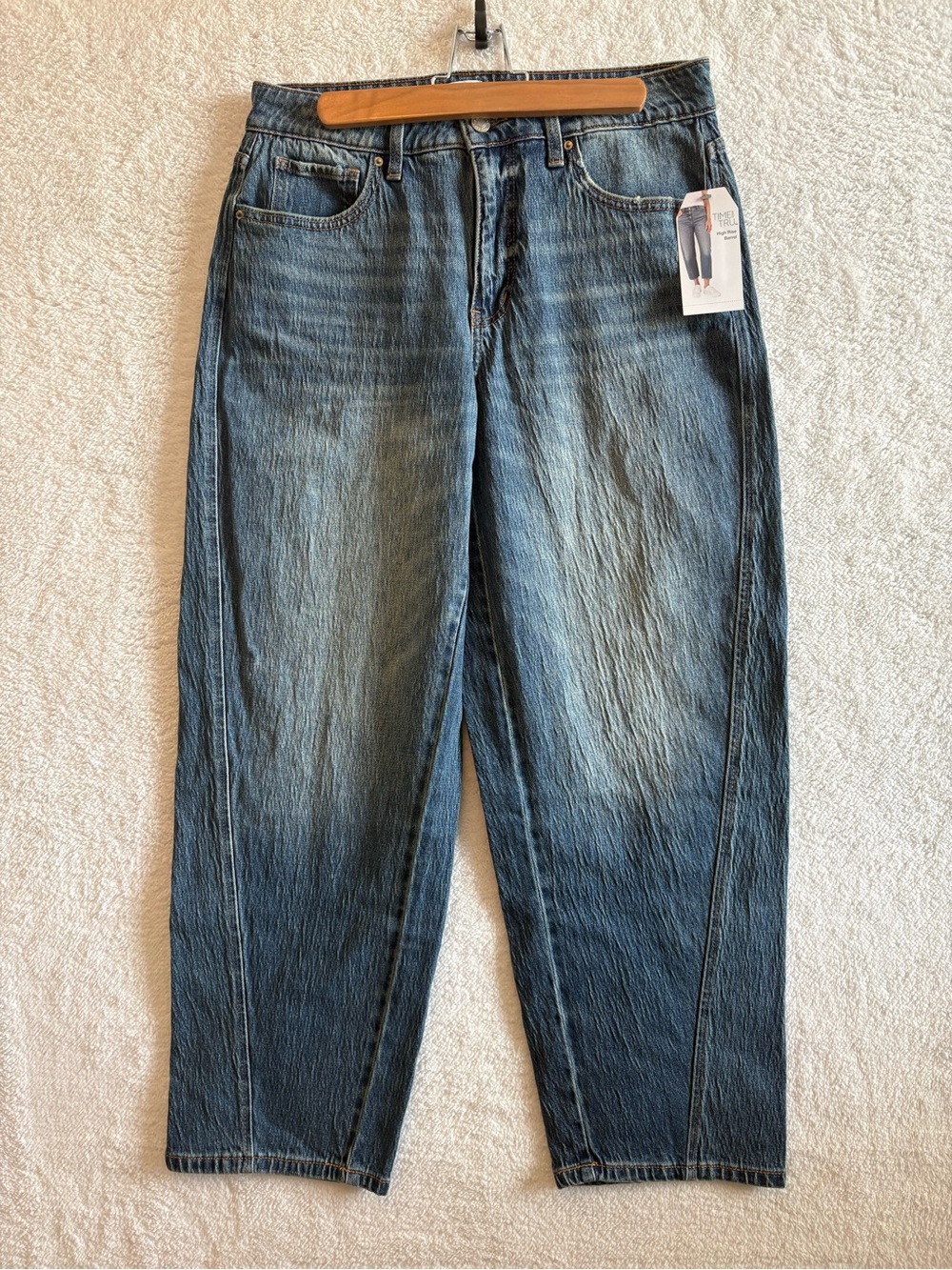 Time & Tru High Rise Barrel Leg Jeans Size 10 NWT
